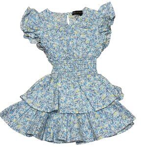Lelalo Ditsy Floral Dress For Toddlers 1-2Y With Ruffled Sleeves & Tiered Skirt